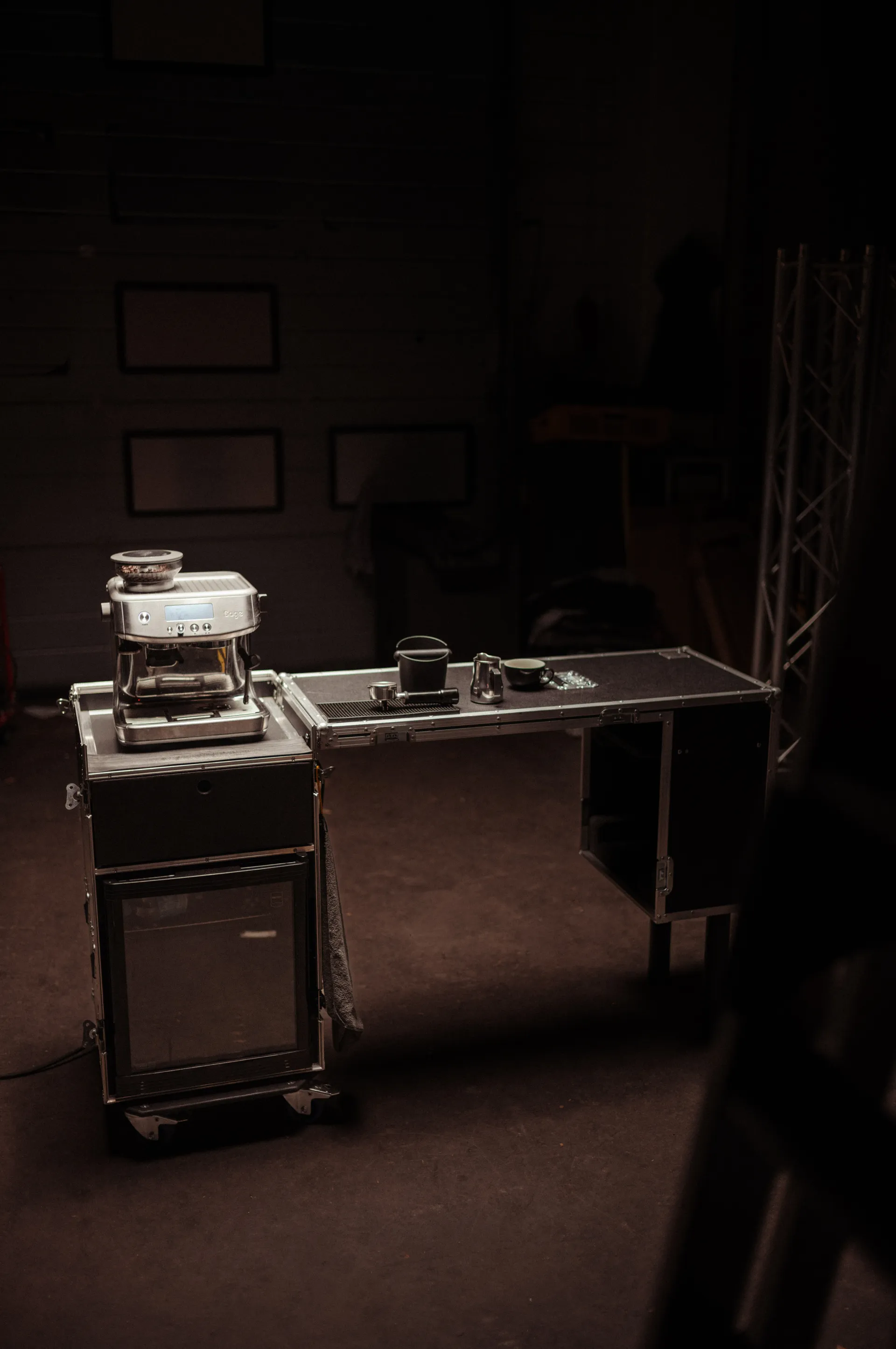 Flightcase-Setup mit Sage Barista Pro für Produktionen